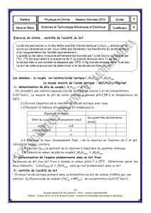 Chemistry Exam: Milk Acidity Control (2010 Baccalaureate)