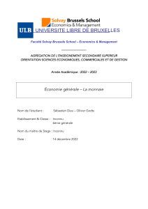 Plan de cours : &Eacute;conomie g&eacute;n&eacute;rale - La monnaie (ULB)