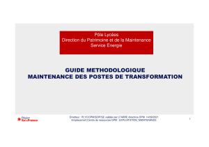 Guide m&eacute;thodologique pour la maintenance des postes de transformation