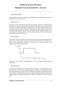 Fiabilit&eacute; des r&eacute;seaux &eacute;lectriques - Exercices sur l'ad&eacute;quation du parc de production