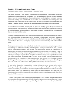 Reading With and Against the Grain