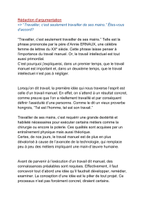 R&eacute;daction d'argumentation : Travail manuel vs intellectuel