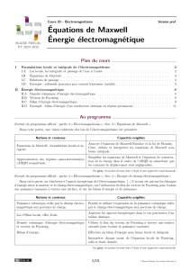 Cours 20 - &Eacute;lectromagn&eacute;tisme: &Eacute;quations de Maxwell et &Eacute;nergie