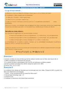 Exercices sur l'osmose et l'&eacute;change d'eau