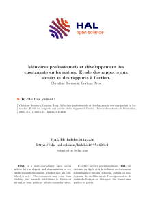 M&eacute;moires professionnels et d&eacute;veloppement des enseignants en formation