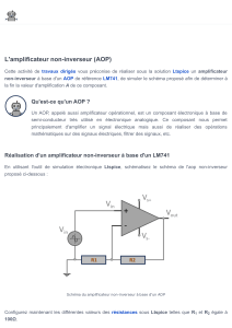 Amplificateur non-inverseur AOP : Simulation LTspice et gain