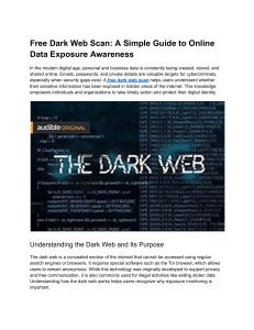 Free Dark Web Scan Guide: Online Data Exposure Awareness