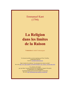 La Religion dans les limites de la Raison - Kant (1794)