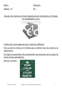 Dossier de r&eacute;visions CE1D Chapitre 1 : Puissances enti&egrave;res