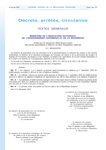 Arr&ecirc;t&eacute; du 10 d&eacute;cembre 2024 : Liste des &eacute;coles accr&eacute;dit&eacute;es en ing&eacute;nierie