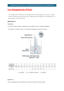 Changements d'&eacute;tats : Exp&eacute;rience de solidification de l'eau