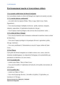 &Eacute;cosyst&egrave;mes c&ocirc;tiers du S&eacute;n&eacute;gal : Environnement marin et subdivisions