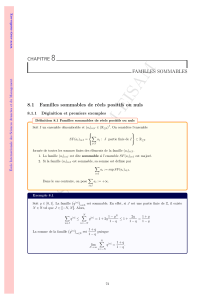 Chapitre 8 : Familles Sommables - Math&eacute;matiques Avanc&eacute;es
