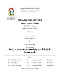 Analyse du r&eacute;seau &eacute;lectrique avec Powerworld - M&eacute;moire de Master