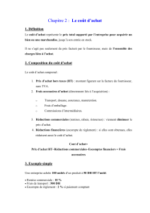 Chapitre 2 : Le co&ucirc;t d'achat - D&eacute;finition et Calcul