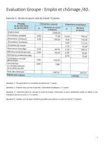 &Eacute;valuation Groupe : Emploi et Ch&ocirc;mage