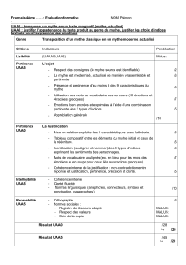 &Eacute;valuation formative Fran&ccedil;ais 4&egrave;me : Transposition de mythe