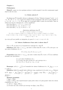 Chapitre 1 Pr&eacute;liminaires : Droite achev&eacute;e, suites, fonctions