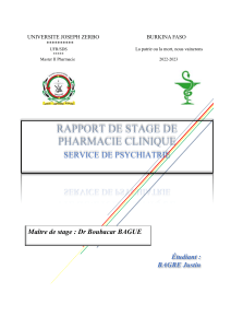 Rapport de stage de pharmacie clinique en psychiatrie