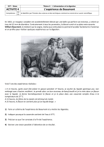 L'exp&eacute;rience de Beaumont - Activit&eacute; SVT 3&egrave;me sur la digestion