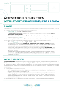 attestation d'entretien thermodynamique de 4 &agrave; 70 kw