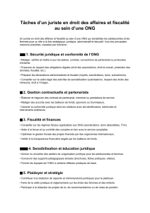 T&acirc;ches d'un juriste en droit des affaires et fiscalit&eacute; au sein d'une ONG