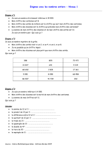 Enigmes avec les nombres entiers - Niveau 1