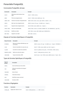 Aide-m&eacute;moire Commandes PostgreSQL