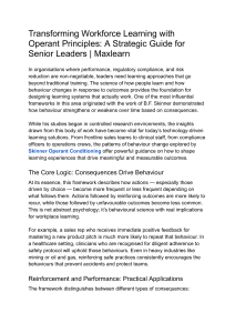 Operant Principles in Workforce Learning: A Strategic Guide