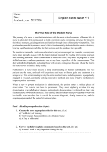 English Exam Paper: The Vital Role of the Modern Nurse