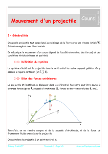 Cours Physique : Mouvement d'un Projectile