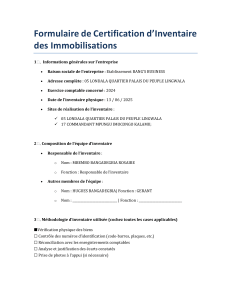 Formulaire Certification Inventaire Immobilisations Ets BANG'S BUSINESS