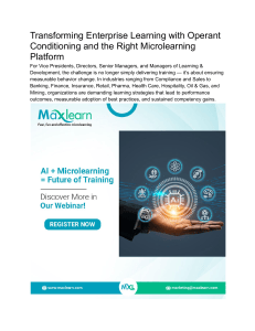 Transforming Enterprise Learning with Operant Conditioning and the Right Microlearning Platform