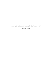 Analyse du verbe rendre selon la TOPE de Culioli