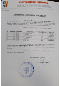 Kumba Attestation de cursus