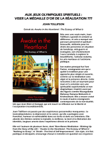 AUX JEUX OLYMPIQUES SPIRITUELS : VISER LA M&Eacute;DAILLE D'OR DE LA R&Eacute;ALISATION ??? - JOAN TOLLIFSON