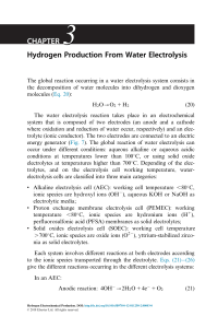 Hydrogen Production From Water Electrolysis;2018