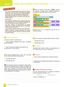 Utiliser des multiples et des diviseurs dans l'ensembe des entiers naturels
