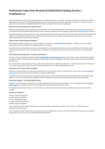 Professional Crypto Asset Recovery & Global Ethical Hacking Services 