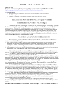 Dyslexie &agrave; l'&eacute;cole et au coll&egrave;ge: Adaptations p&eacute;dagogiques