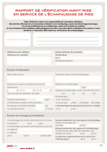 Rapport de v&eacute;rification &eacute;chafaudage pied