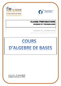 Cours d'Alg&egrave;bre de Base pour Classe Pr&eacute;paratoire