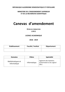 Canevas d&rsquo;amendement Licence Acad&eacute;mique Informatique ISIL 2018-2019