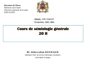 Cours de s&eacute;miologie g&eacute;n&eacute;rale pour aide soignant