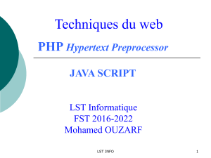 Techniques du web : PHP et JavaScript