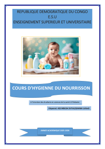 Cours d'hygi&egrave;ne du nourrisson - Universit&eacute; DRC