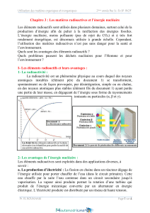 Chapitre 3 : Les mati&egrave;res radioactives et l&rsquo;&eacute;nergie nucl&eacute;aire