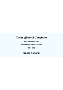 Cours d'alg&egrave;bre M2 - Universit&eacute; de Franche-Comt&eacute;