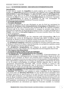 G&eacute;ographie Terminale 2009 : Le Syst&egrave;me-Monde et Espaces Interd&eacute;pendants