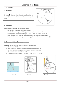 Le cercle et le disque - G&eacute;om&eacute;trie